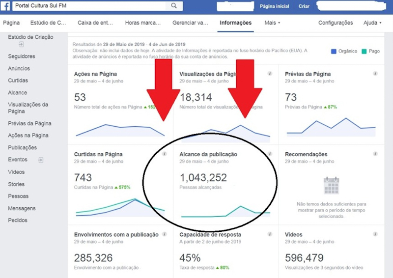  Dados do Facebook mostram  mais de 1 milhão de pessoas  diferentes conectadas na page