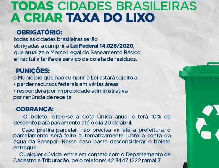  Boletos referentes a taxa de lixo começam a ser entregues em São João do Triunfo