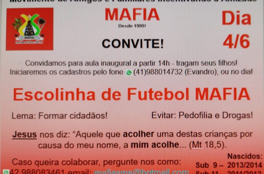  Escolinha de Futebol do M.A.F.I.A. inaugura no final de semana, em São Mateus do Sul