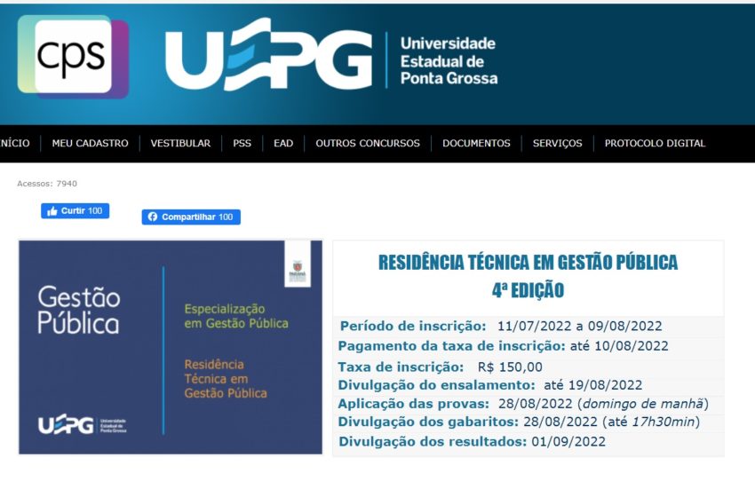  UEPG abre inscrições para mais de 550 vagas de residência técnica com bolsa mensal