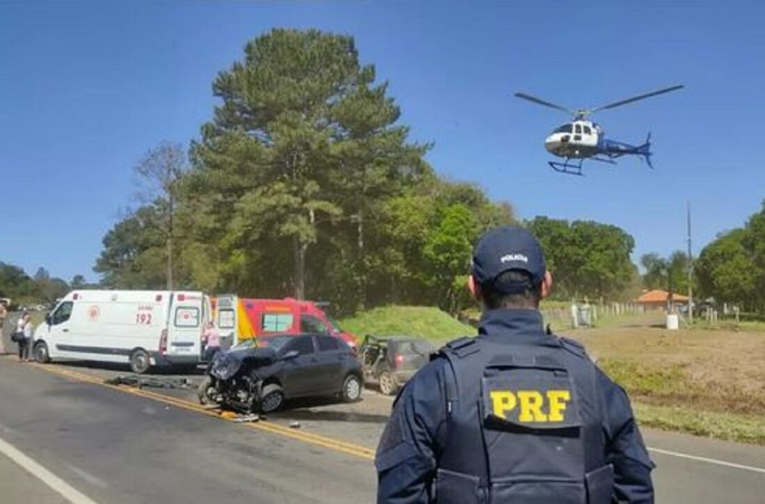  Colisão frontal na BR-277, em Teixeira Soares, resulta em dois feridos e um deles socorrido por helicóptero