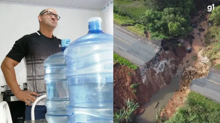  Homem percorre 20 km para conseguir água após rodovia partir ao meio e deixar cidade do PR sem abastecimento