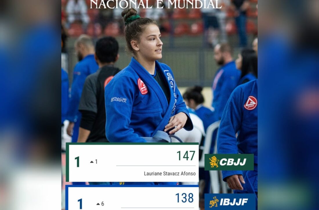  São-mateuense Lauriane Stavacz Afonso conquista o topo do Jiu-Jitsu nacional e mundial na faixa azul, peso médio