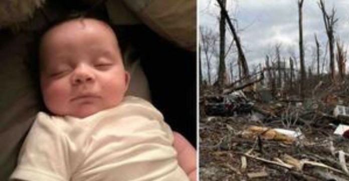  Milagre: bebê de 4 meses é encontrado vivo na copa de uma árvore após ser levado por tornado