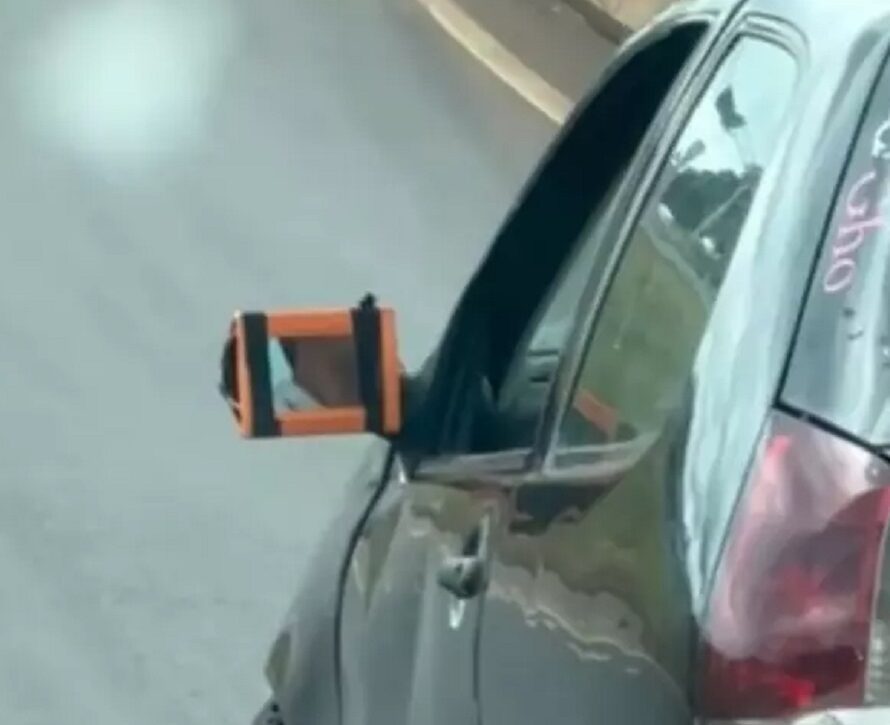  VÍDEO: motorista é flagrado usando espelho de banheiro no lugar do retrovisor na BR-277
