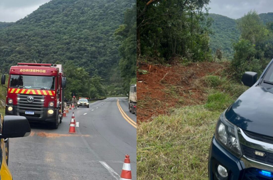  Caminhão cai em ribanceira e motorista morre na BR-277, em Guarapuava
