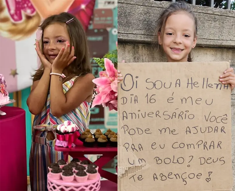  Menina que foi a sinaleiro pedir bolo de aniversário ganha ‘dia de princesa’ e festa surpresa