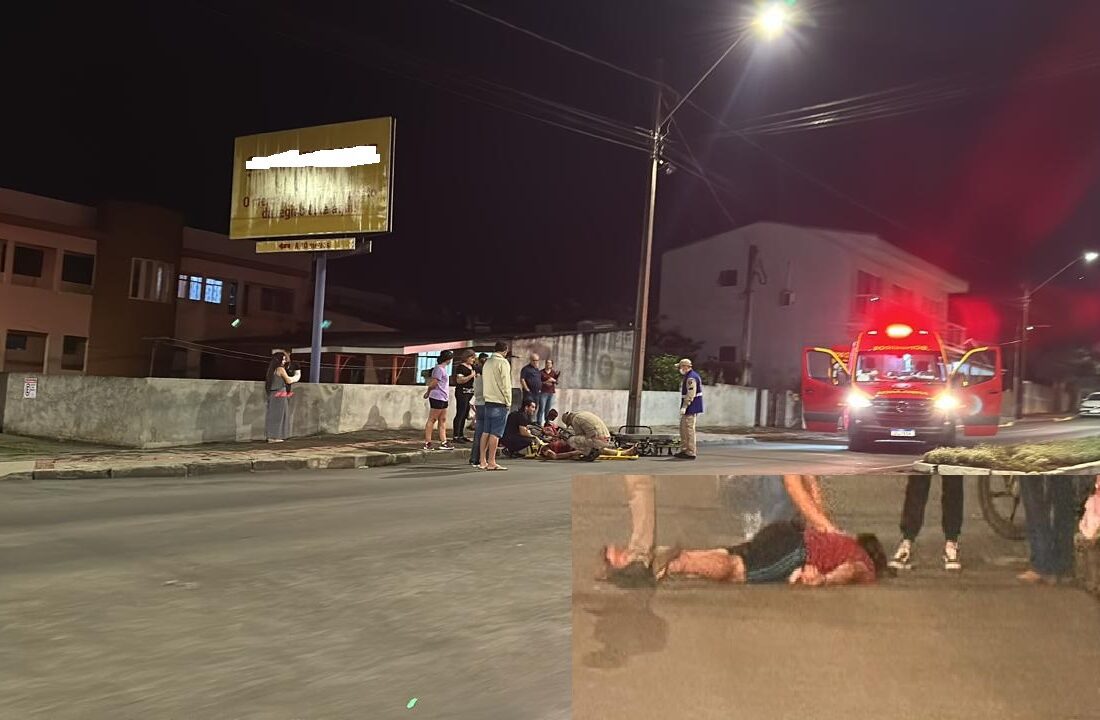  Homem caiu de bicicleta e bateu o rosto no asfalto, em São Mateus do Sul