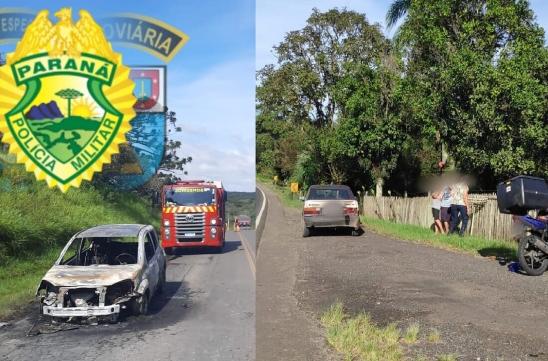  Duas ocorrências na PR-151: acidente auto x moto e incêndio em veículo mobilizam PRE de São Mateus do Sul