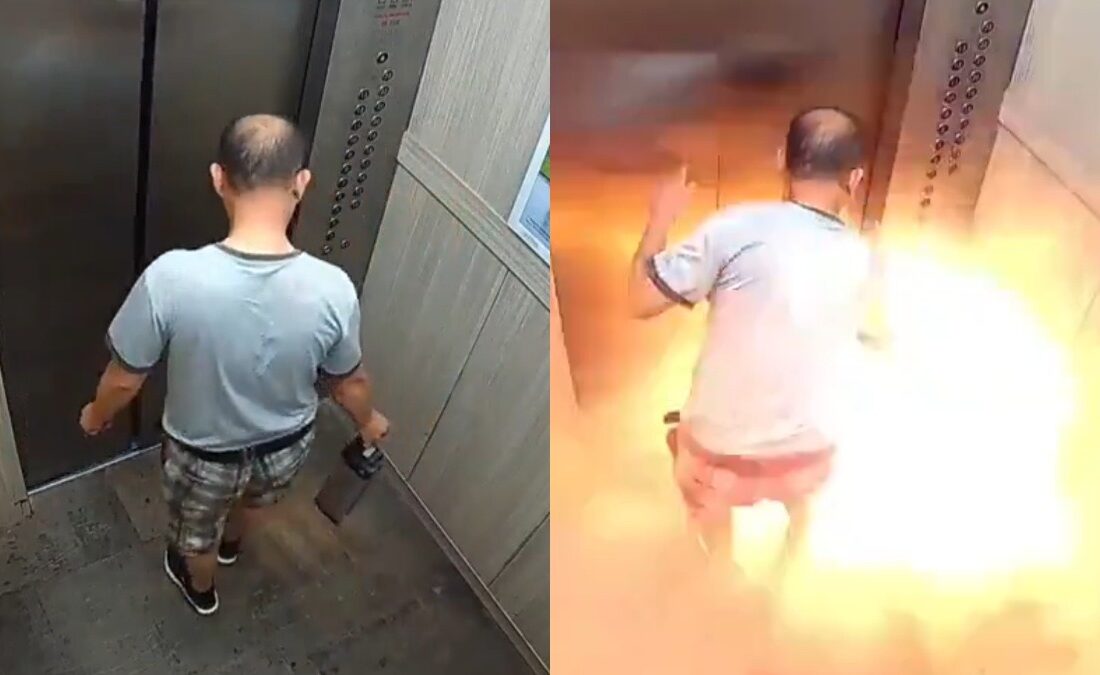  Homem morre carbonizado após bateria de lítio explodir em elevador; veja vídeo